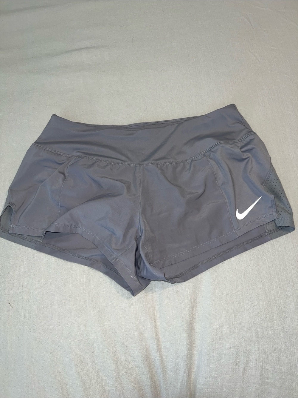 Nike Women's Athletic Shorts in Gray with White Swoosh